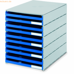 Styro Schubladenbox styroval 10 Schubladen offen grau/blau