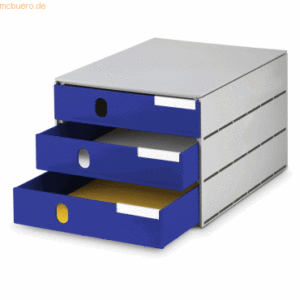 Styro Schubladenbox styroval 3 Schubladen geschlossen grau/blau
