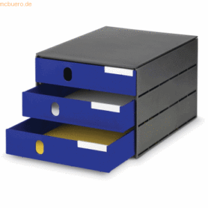 Styro Schubladenbox styroval 3 Schubladen geschlossen schwarz/blau