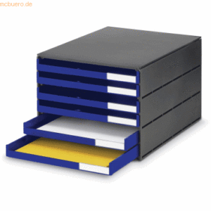 Styro Schubladenbox styroval 6 Schubladen offen schwarz/blau