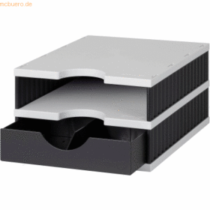 Styro Aufbewahrungsbox styrodoc uno SET 2 Fächer schwarz/grau Schublad