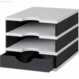 Styro Aufbewahrungsbox styrodoc uno SET 3 Fächer schwarz/grau Schublad