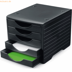Styro Schubladenbox stryogreenbox A4 5 Fächer schwarz/schwarz