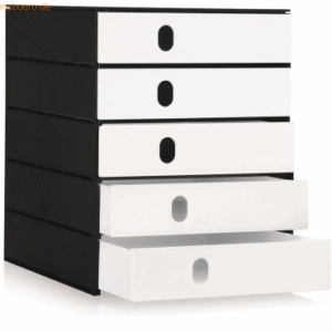 Styro Schubladenbox styroval Pro 5 Schubladen geschlossen schwarz/weiß