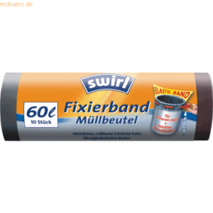 Swirl Müllbeutel 60l mit Fixierband anthrazit VE=10 Stück