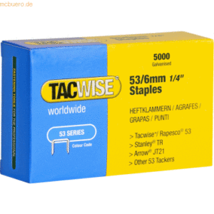 Tacwise Heftklammern 53/6mm verzinkte VE=5000 Stück