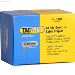 Tacwise Kabelklammern CT-45/10mm mit gegensätzlichen Spitzen verzinkt
