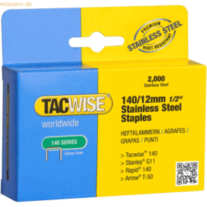 Tacwise Heftklammern 140/12mm Edelstahl VE=2000 Stück