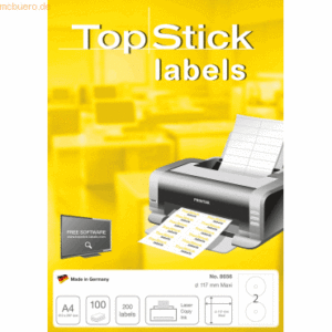 10 x TopStick Universal-Etiketten Papier weiß selbstklebend 117x117mm
