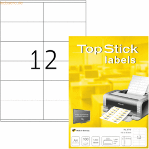 TopStick Universal-Etiketten Papier weiß selbstklebend 105x48mm 100 Bl