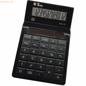 Twen Taschenrechner Eco12 12 Stellig Solar schwarz