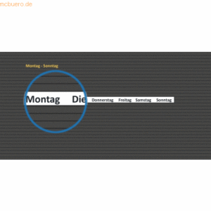 Ultradex Wochentage für Planrecord Stecktafel B60xH32mm VE 1 Satz Mo b