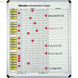 Ultradex Abwesenheitstafel 610x730mm maximal 25 Personen