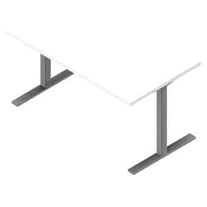 Quadrifoglio Schreibtisch weiß rechteckig C-Fuß-Gestell silber 140
