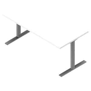 Quadrifoglio Schreibtisch weiß rechteckig C-Fuß-Gestell silber 160