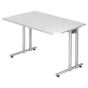 HAMMERBACHER NS12 Schreibtisch weiß rechteckig C-Fuß-Gestell silber 120