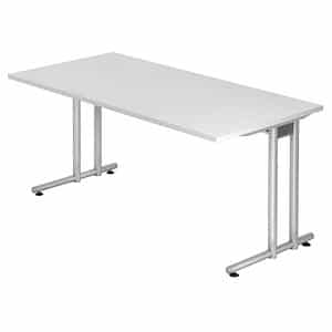 HAMMERBACHER NS16 Schreibtisch weiß rechteckig C-Fuß-Gestell silber 160
