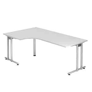 HAMMERBACHER NS82 Schreibtisch weiß L-Form C-Fuß-Gestell silber 200