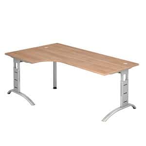 HAMMERBACHER FS82 Schreibtisch nussbaum L-Form C-Fuß-Gestell silber 200