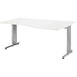 HAMMERBACHER NS18 Schreibtisch weiß Trapezform C-Fuß-Gestell silber 180