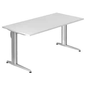 HAMMERBACHER XS16 Schreibtisch weiß rechteckig C-Fuß-Gestell silber 160