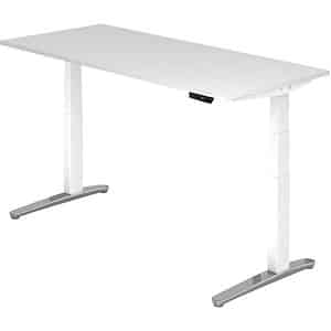 HAMMERBACHER XBHM19 höhenverstellbarer Schreibtisch weiß rechteckig C-Fuß-Gestell weiß 180