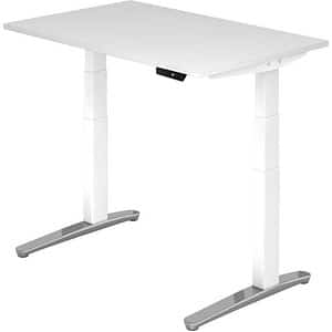 HAMMERBACHER XBHM12 höhenverstellbarer Schreibtisch weiß rechteckig C-Fuß-Gestell weiß 120