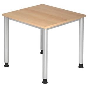 HAMMERBACHER HS08 höhenverstellbarer Schreibtisch eiche quadratisch 4-Fuß-Gestell silber 80