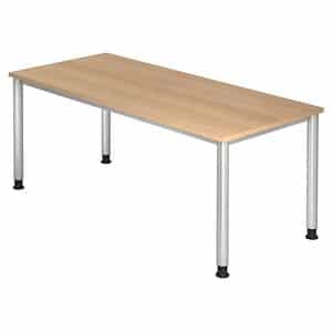 HAMMERBACHER HS19 höhenverstellbarer Schreibtisch eiche rechteckig 4-Fuß-Gestell silber 180