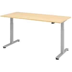 HAMMERBACHER XMST19 höhenverstellbarer Schreibtisch ahorn rechteckig T-Fuß-Gestell silber 180