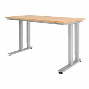 HAMMERBACHER HD41608S Schreibtisch buche rechteckig Doppel T-Fuß-Gestell silber 160