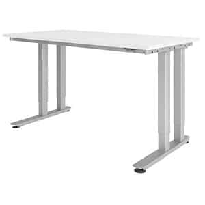 HAMMERBACHER HD41608S Schreibtisch weiß rechteckig Doppel T-Fuß-Gestell silber 160