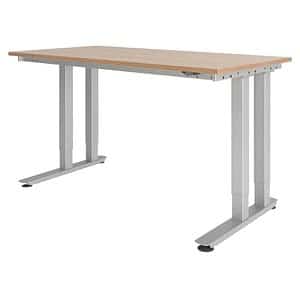 HAMMERBACHER HD41608S Schreibtisch nussbaum rechteckig Doppel T-Fuß-Gestell silber 160