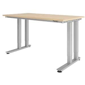 HAMMERBACHER HD41608S Schreibtisch eiche rechteckig Doppel T-Fuß-Gestell silber 160