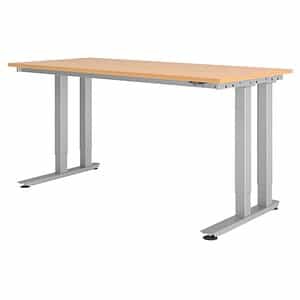 HAMMERBACHER HD41808S Schreibtisch buche rechteckig Doppel T-Fuß-Gestell silber 180