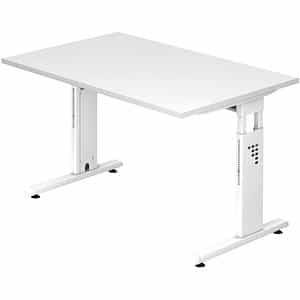 HAMMERBACHER OS 12 höhenverstellbarer Schreibtisch weiß rechteckig C-Fuß-Gestell weiß 120