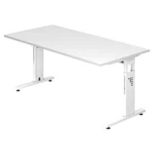 HAMMERBACHER OS 16 höhenverstellbarer Schreibtisch weiß rechteckig C-Fuß-Gestell weiß 160