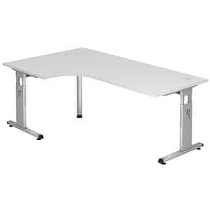 HAMMERBACHER OS 82 höhenverstellbarer Schreibtisch weiß L-Form C-Fuß-Gestell silber 200