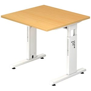 HAMMERBACHER OS 08 höhenverstellbarer Schreibtisch buche quadratisch C-Fuß-Gestell weiß 80
