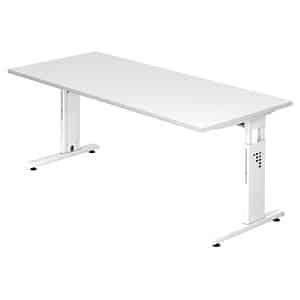 HAMMERBACHER OS 19 höhenverstellbarer Schreibtisch weiß rechteckig C-Fuß-Gestell weiß 180