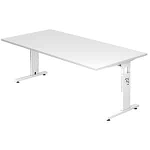 HAMMERBACHER OS 2E höhenverstellbarer Schreibtisch weiß rechteckig C-Fuß-Gestell weiß 200