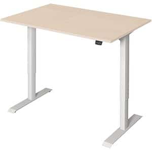 Kerkmann Move 1 höhenverstellbarer Schreibtisch ahorn rechteckig T-Fuß-Gestell weiß 120