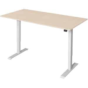 Kerkmann Move 1 höhenverstellbarer Schreibtisch ahorn rechteckig T-Fuß-Gestell weiß 160