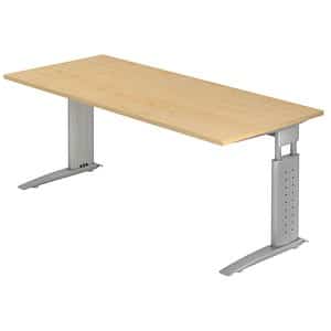 HAMMERBACHER US19 höhenverstellbarer Schreibtisch ahorn rechteckig C-Fuß-Gestell silber 180