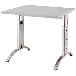 HAMMERBACHER FS08 höhenverstellbarer Schreibtisch lichtgrau quadratisch C-Fuß-Gestell silber 80