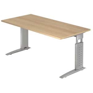HAMMERBACHER US16 höhenverstellbarer Schreibtisch eiche rechteckig C-Fuß-Gestell silber 160
