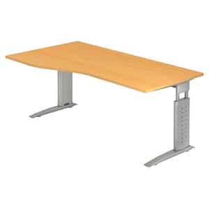 HAMMERBACHER US18 höhenverstellbarer Schreibtisch buche Trapezform C-Fuß-Gestell silber 180