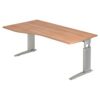 HAMMERBACHER US18 höhenverstellbarer Schreibtisch nussbaum Trapezform C-Fuß-Gestell silber 180