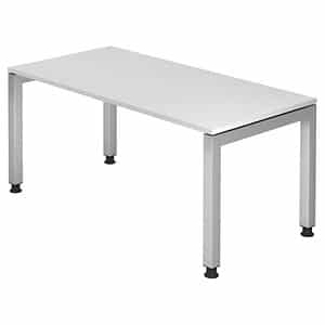 HAMMERBACHER JS16 höhenverstellbarer Schreibtisch weiß rechteckig 4-Fuß-Gestell silber 160
