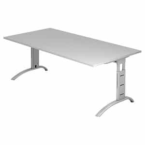 HAMMERBACHER FS2E höhenverstellbarer Schreibtisch lichtgrau rechteckig C-Fuß-Gestell silber 200